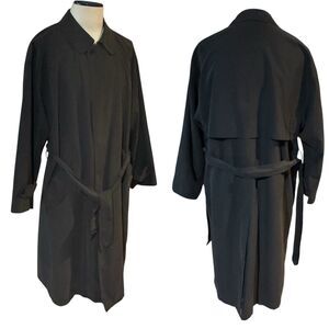 Macmor Private Collection Trench Coat Black 42 Made In Canada Belted